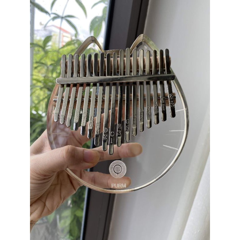 Đàn kalimba 17 phím Purm pha lê trong suốt mèo tặng hộp chống sốc đủ phụ kiện