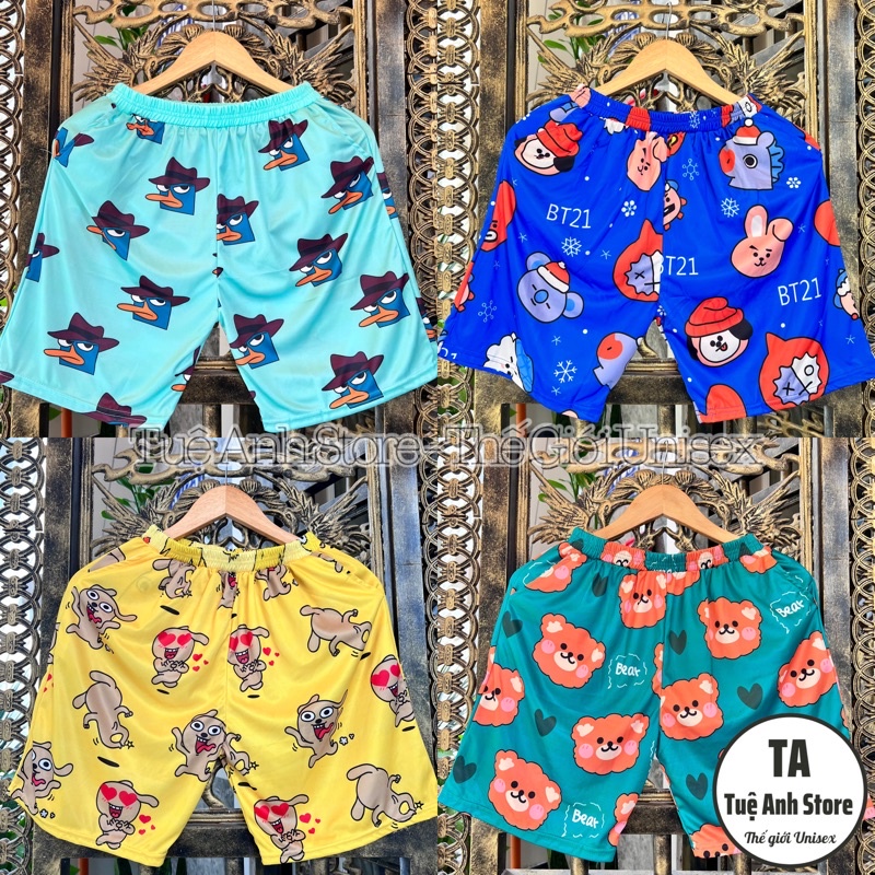 [50 MẪU] Quần Short lững Cartoon Unisex - Quần đùi nam nữ Freesize 38-68kg ảnh chụp thật tại TUEANHSTORE
