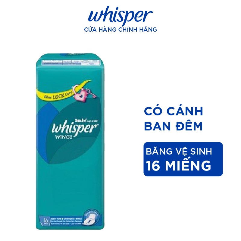 Băng Vệ Sinh Whisper Cánh Đêm 16 Miếng 28cm