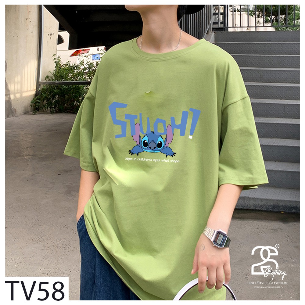 Áo Phông Cộc Tay Nữ Unisex Giấu Quần 2S Clothing Áo Thun Nam Form Rộng Tay Lỡ Streetwear Basic Cotton In Hình Stich TV58 | BigBuy360 - bigbuy360.vn