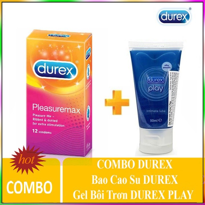 [SALE SHOCK] [COMBO] Bao Cao Su Durex Pleasuremax 12S + Gel bôi trơn Durex 50ml