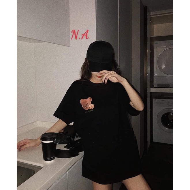 Áo thun unisex tay lỡ nam nữ form rộng❤áo phông phong cách Gấu AD in tim basic chất cotton giá rẻ