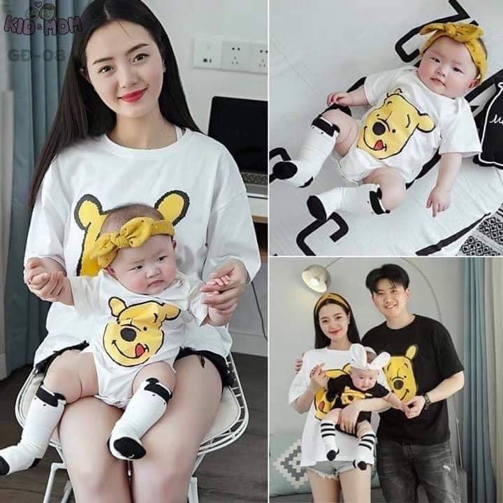 ÁO CẶP MẸ VÀ BÉ GẤU POOH, áo nhóm gia đình đủ size