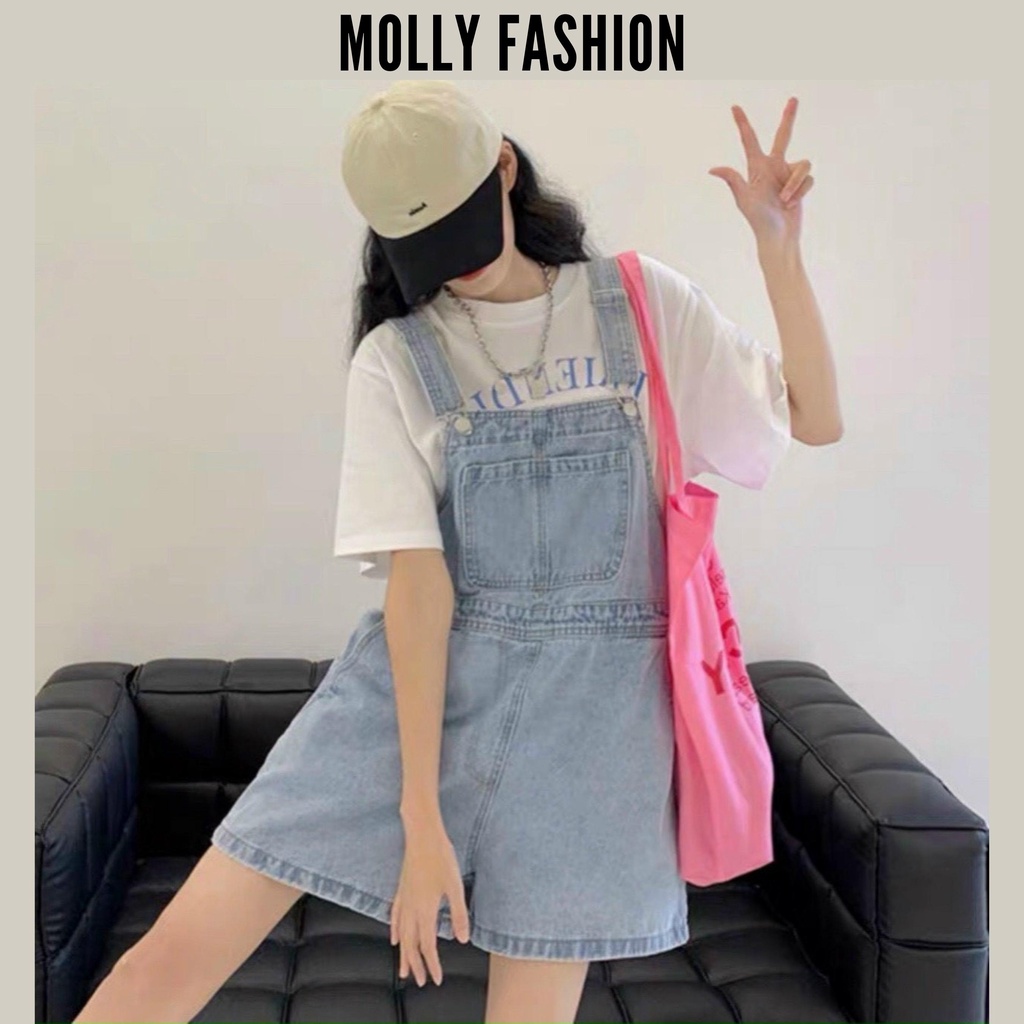 QUẦN YẾM JEAN nữ QJ03❤️ Quần Sooc Jean Denim dạng yếm dáng ngắn Ulzzang Hàn Quốc Molly Fashion