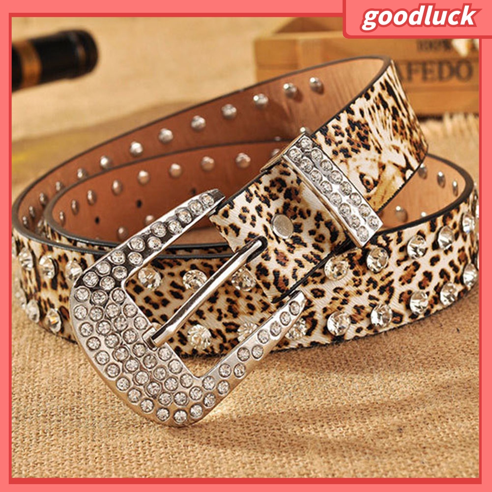 Dây nịt giả da có đính đá cho nữ