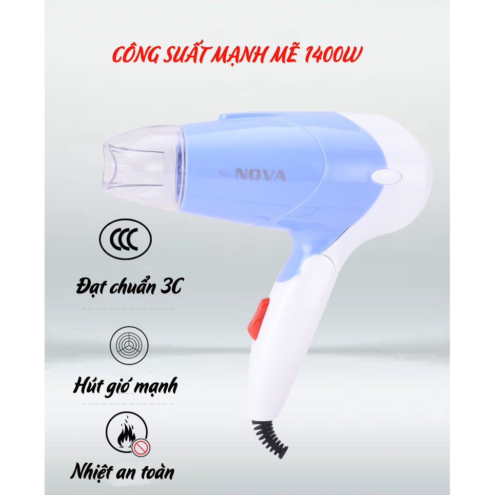 Máy sấy tóc mini tại nhà NOVA  công suất 1000W  gấp gọn được