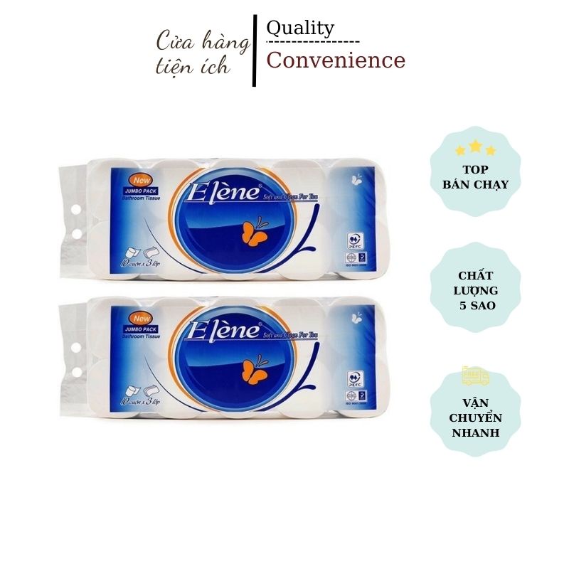Giấy Vệ Sinh Elene Bịch 10 Cuộn Giấy Lau Siêu Dai Tiện Dụng 3 Lớp (1.5kg)