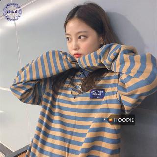 Toàn Bộ Cửa Hàng Chính Hãng Hàn Quốc Top Phiên Bản Hàn Quốc Áo Thun Dài Tay Sọc Rời Màu Sắc Tương Phản Phù Hợp Với Dễ Thương Thường Ngày Mỏng Hơn Nhìn Phù Hợp Với Phong Cách Preppy Đơn Giản Thời Trang Cặp Đôi Bạn Gái Đầm Bé Gái Bên Trong Dài