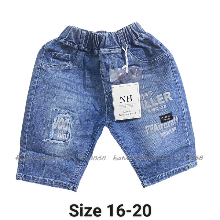 ( 18-55kg ) Quần  short jean bé trai vải mềm co giãn tốt size đại, đại cồ