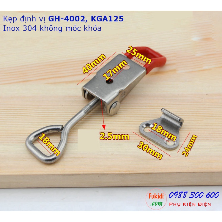 Khóa gài, cam kẹp GH-4002 chất liệu inox 304 dài 127mm - KGA125