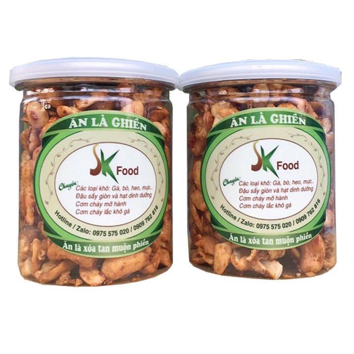 COMBO 2 HŨ- TỔNG 500G HẠT ĐIỀU RANG TỎI ỚT HIỆU SK FOOD