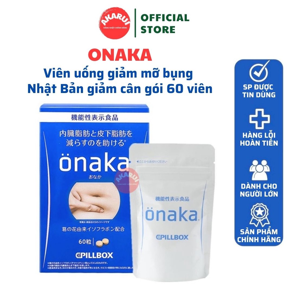Viên uống giảm mỡ bụng Onaka Nhật Bản giảm cân gói 60 viên