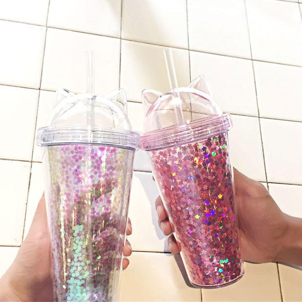 Bình Nước Kim Tuyến Hai Lớp 420ml Có Thể Tái Sử Dụng