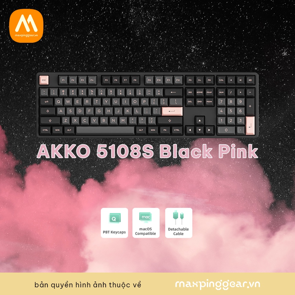 Bàn phím cơ AKKO 5108S Black Pink (Hotswap / RGB / Foam tiêu âm / AKKO CS Jelly Switch)
