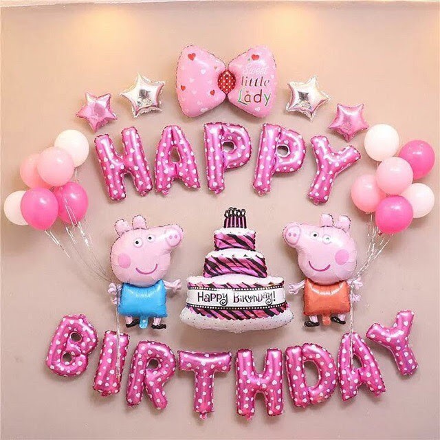 Sét Bóng Sinh Nhật Heo Peppa Vui Nhộn