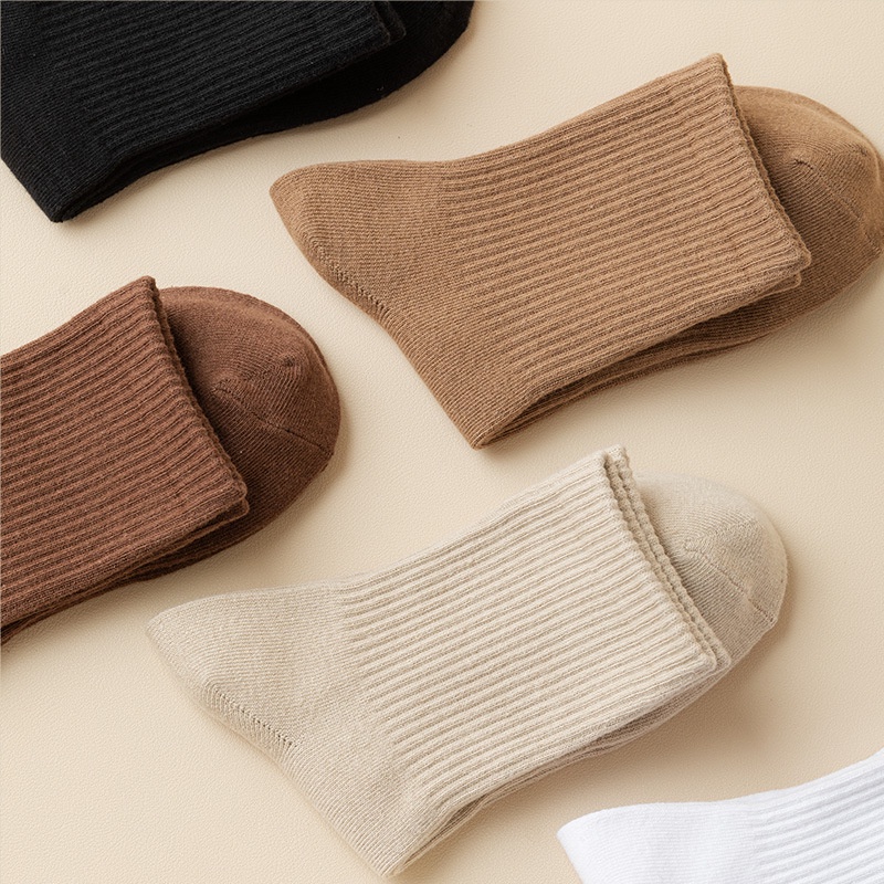 Tất cổ cao nữ nam trơn chất vải mềm dày thoáng khí vớ nữ nam cổ cao Unisex T048 phong cách Hàn Quốc HAMYN