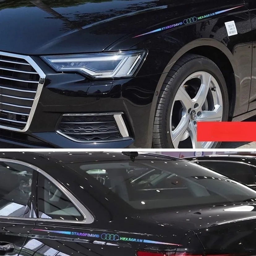 Set 1/2 Miếng Dán Phản Quang Nhiều Màu Chống Thấm Nước Trang Trí Thân Xe Hơi