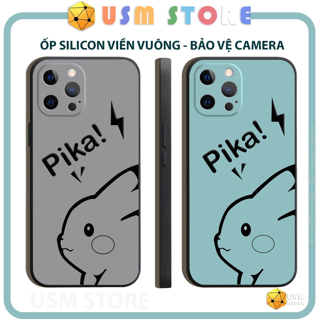 Ốp lưng iphone 11/11Pro/11Promax/12/12Mini/12Pro/12Promax/13/13 Promax/13Mini có viền bảo vệ camera sau, in hình Pikachu