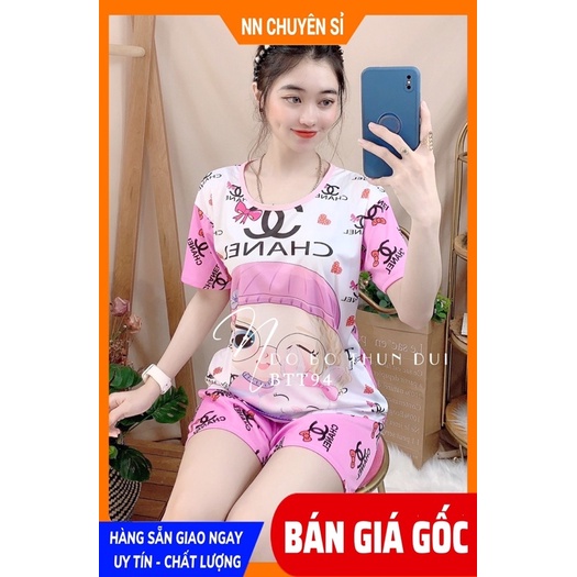 Đồ bộ nữ mặc nhà thun mềm mịn in hình dễ thương BTT94