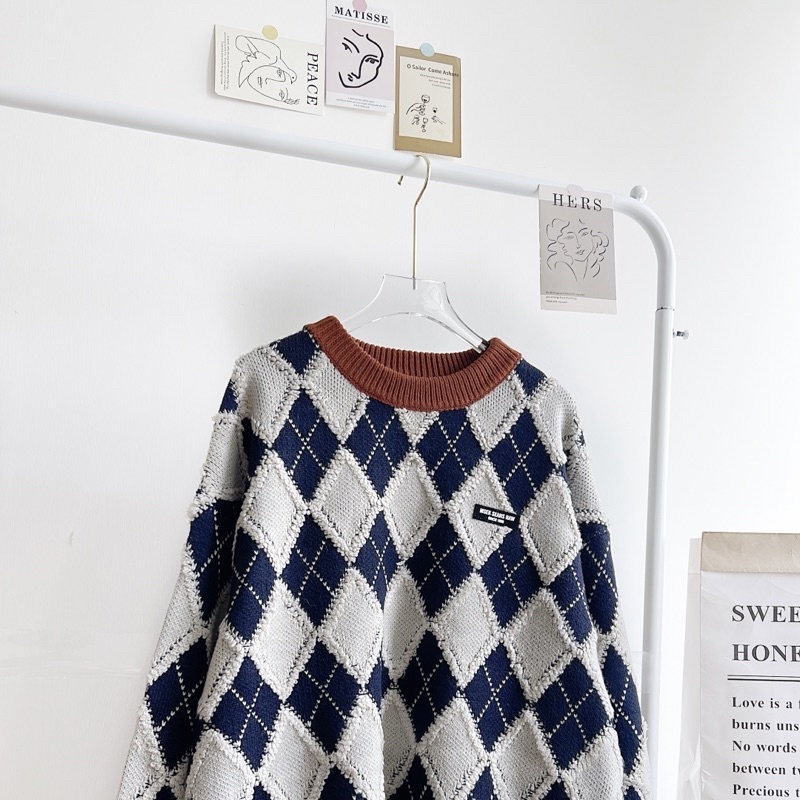 Áo len quả trám form rộng style ulzzang cá tính-D001