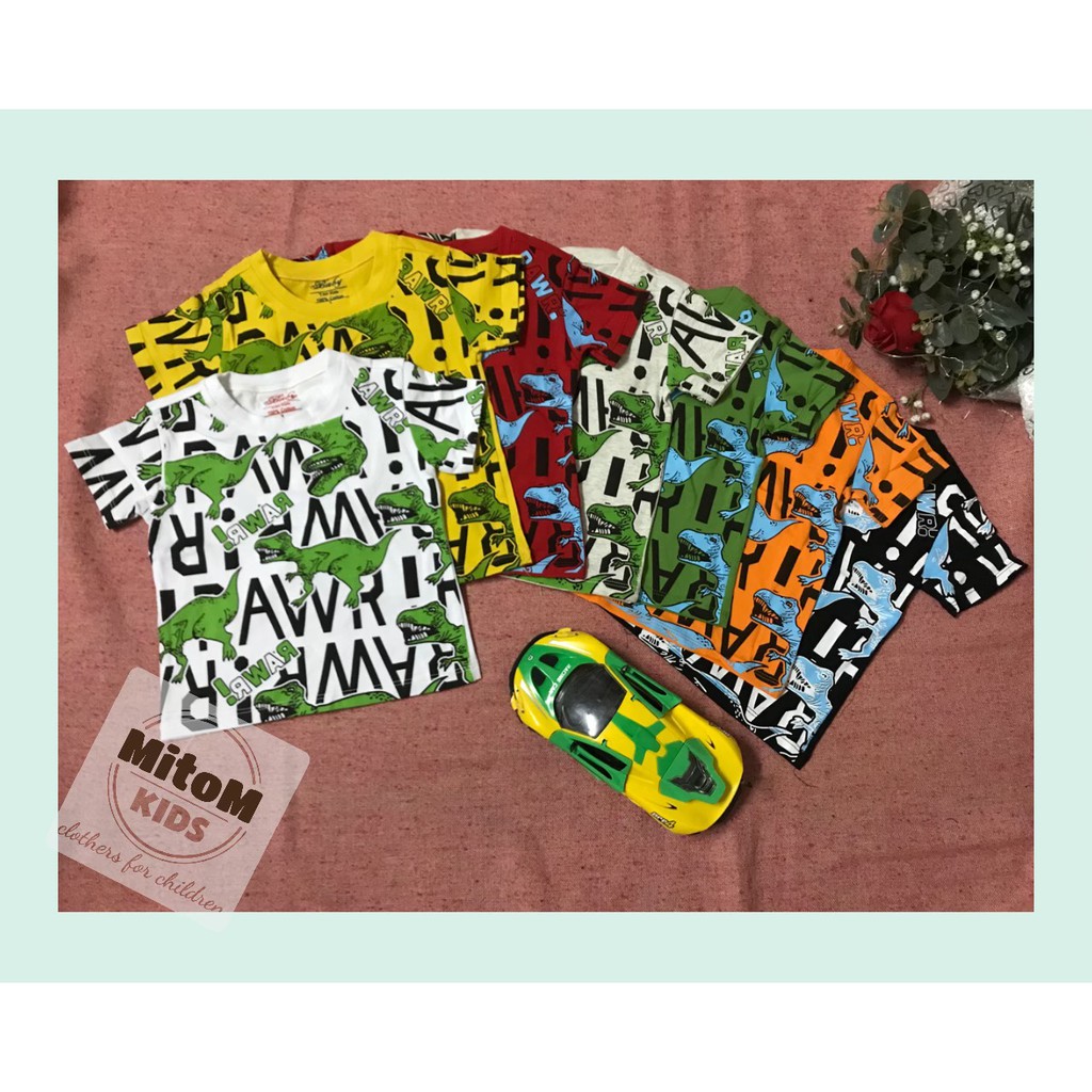 Áo cotton bé trai ♥️ FREESHIP ♥️ Chất thun cotton mềm mịn, họa tiết khủng long siêu cute