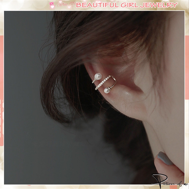 Khuyên Kẹp Vành Tai Đính Ngọc Trai Cao Cấp Phong Cách Hàn Quốc Mới