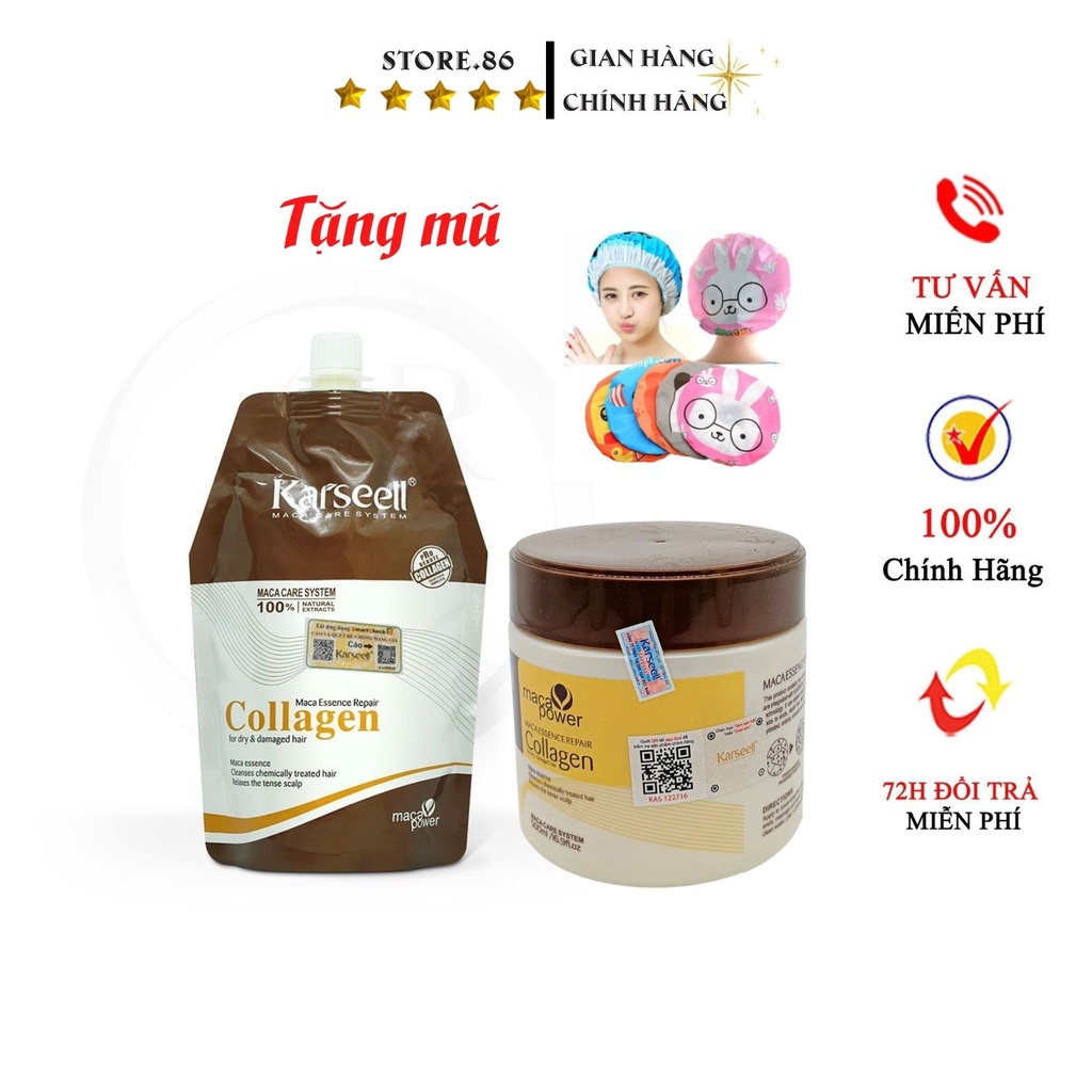 Ủ toc collagen phục hồi tóc kem ủ hấp tóc collagen karseell maca ủ tóc siêu mềm mượt hũ – túi 500ml chính hãng