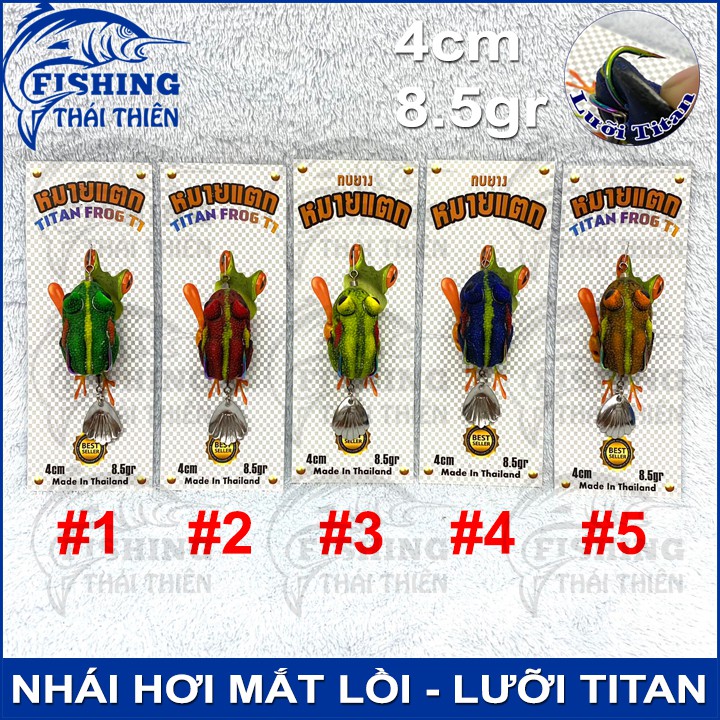 Mồi Giả Câu Cá Lóc Nhái Hơi Mắt Lồi Lưỡi Titan Thái Lan Siêu Nhạy Cá 4cm 8.5gr