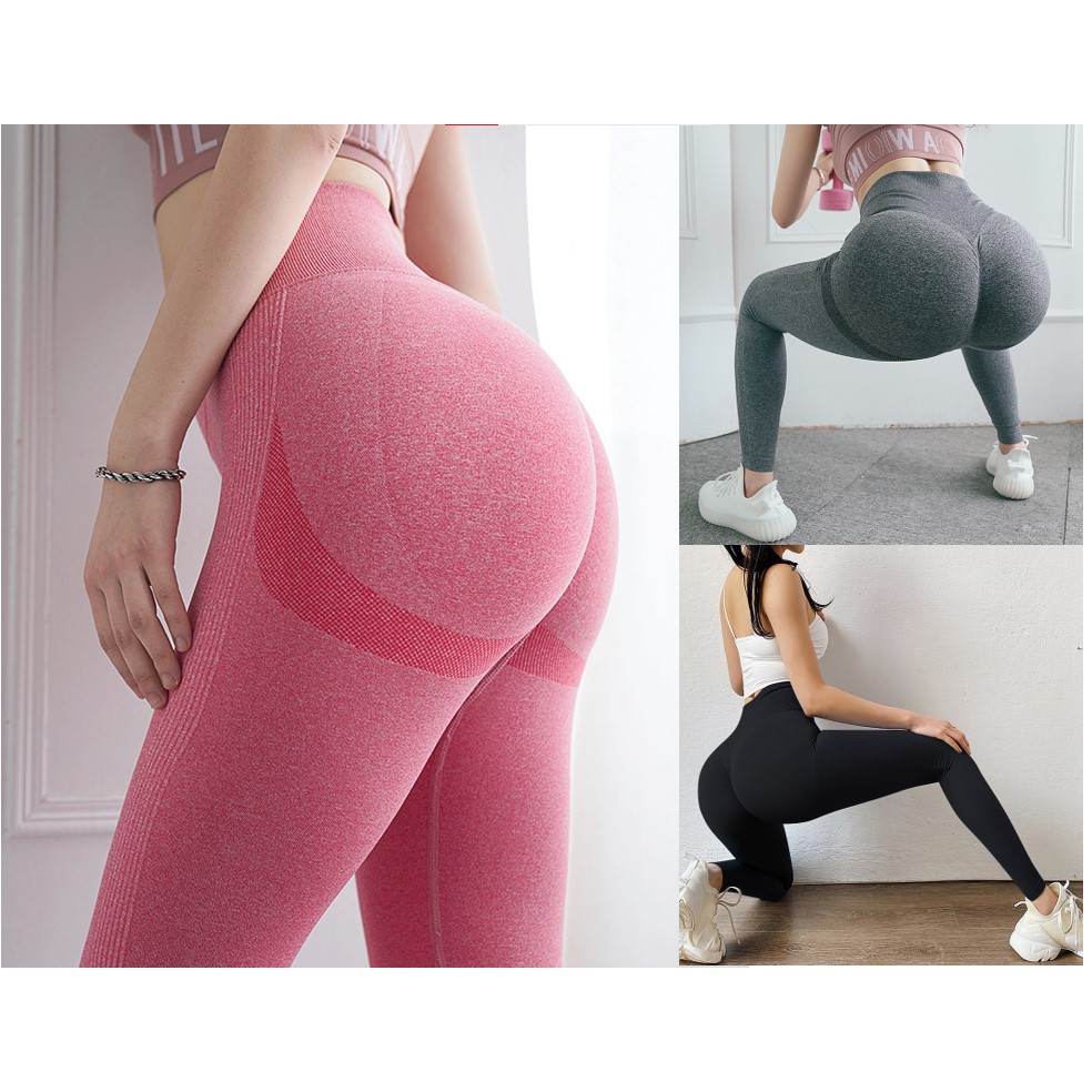 Quần tập gym yoga nữ dệt kim, loại đẹp co giãn 4 chiều, Quần dài tập gym nâng mông cạp cao