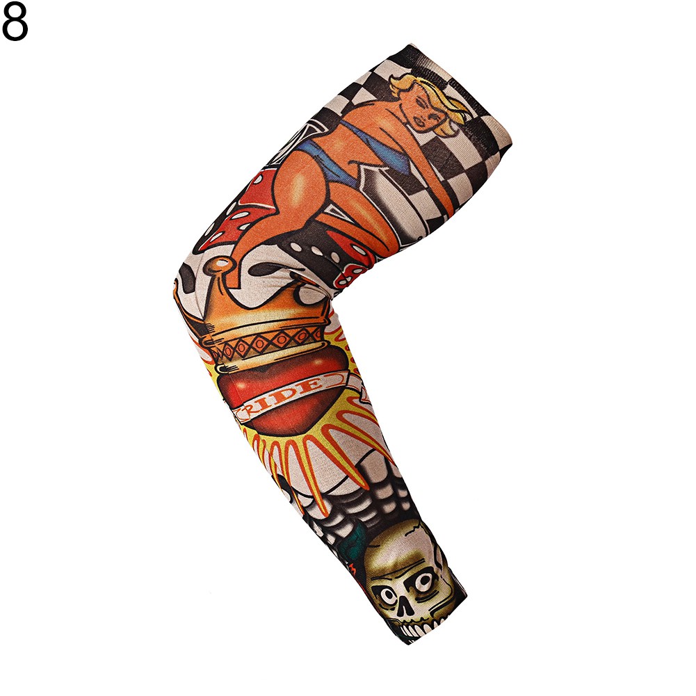 Găng Đeo Cánh Tay Họa Tiết Hình Xăm Bảo Vệ Chống Nắng Dùng Khi Chạy Xe Đạp/Thể Thao Ngoài Trời