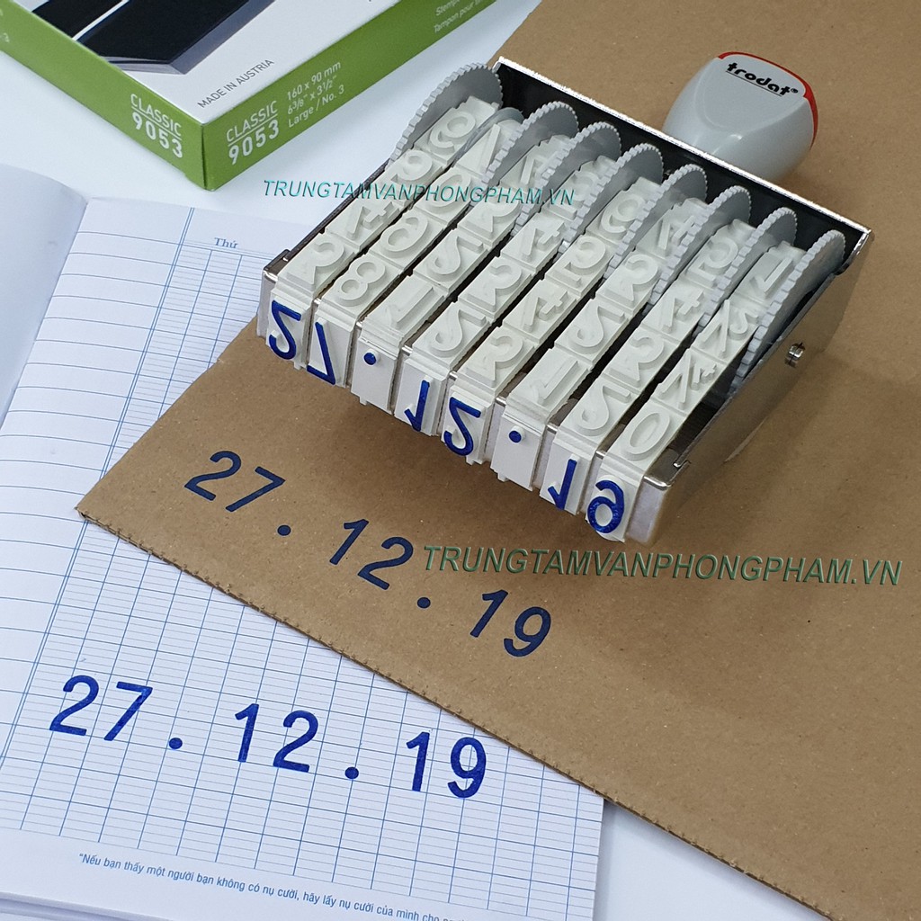 Dấu 8 dãy số 15158 15188 kèm khay mực 9503 kích thước to dùng đóng lên thùng Carton - Đóng date, số lô...