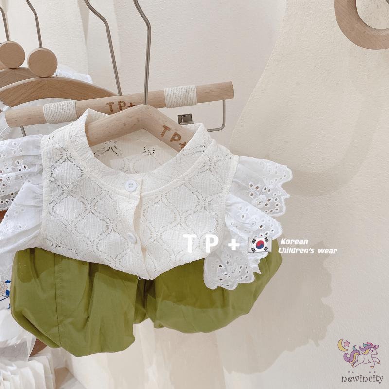 Set Áo Tay Cánh Tiên + Quần Short Thời Trang Hè Phong Cách Hàn Quốc Cho Bé Gái