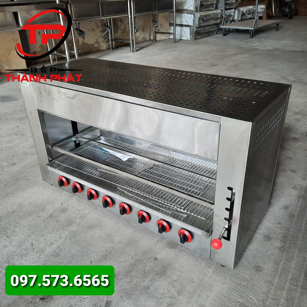 Lò Nướng Salamander 8 họng, Bảo Hành 24 Tháng, Họng Bằng Gang Đúc Siêu Bền