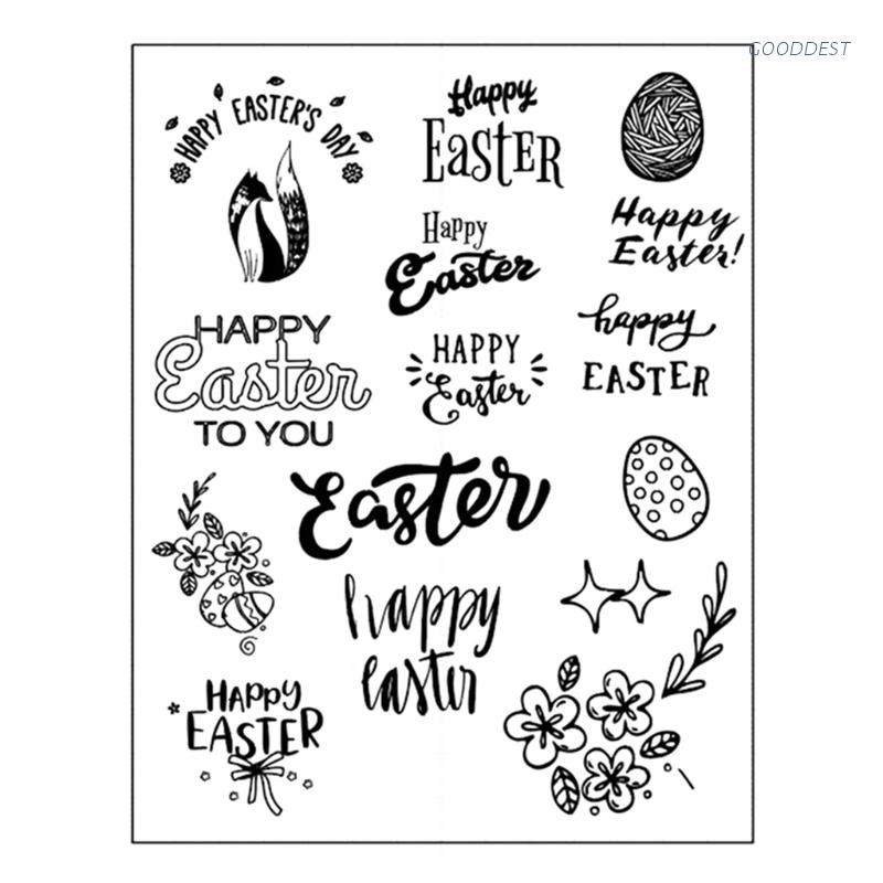 Con Dấu Silicon Trong Suốt In Nổi Họa Tiết Chữ Happy Easter Day Dùng Trang Trí Sổ Tay DIY