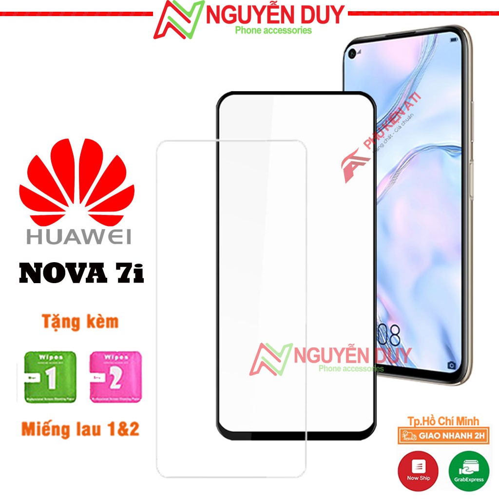 Kính cường lực Huawei Nova 7i- Full màn hình 9D và Trong suốt-Độ cứng 9H - Chuẩn mã