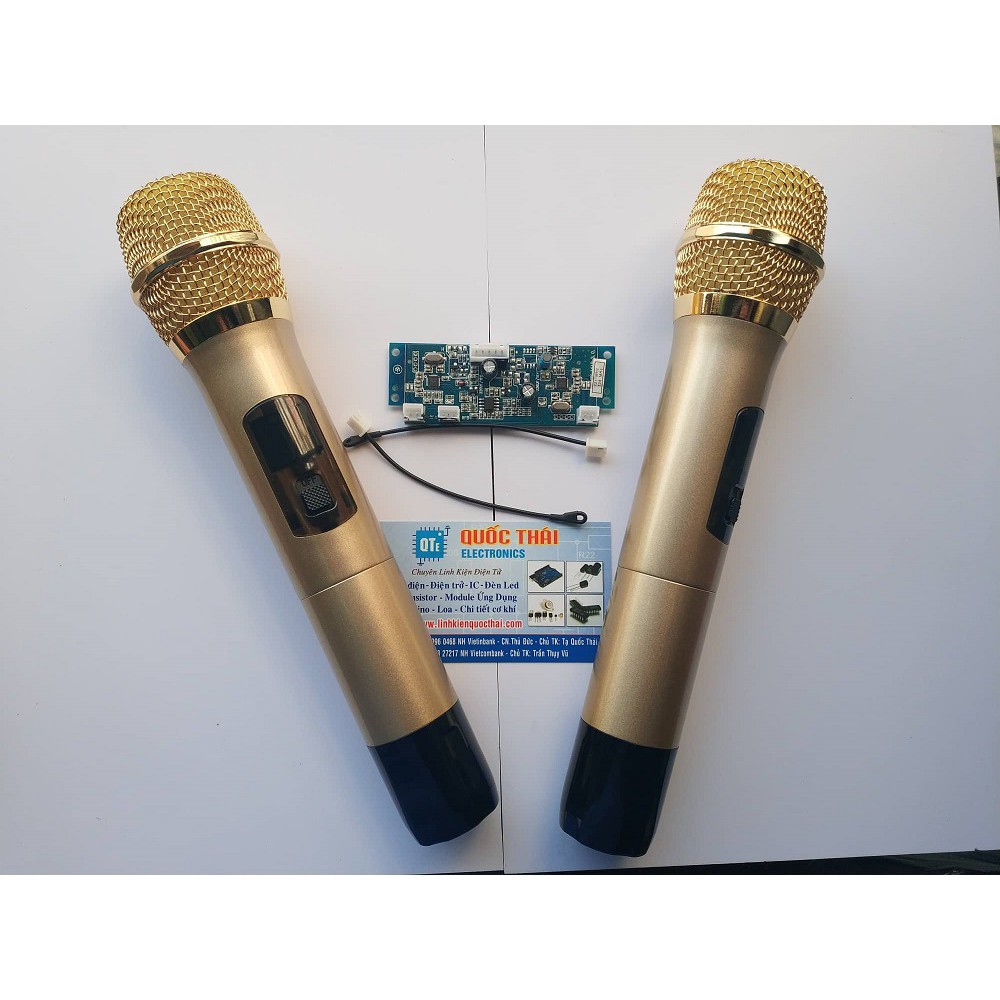 [Mã ELHACE giảm 4% đơn 300K] Bộ mic không dây cho loa kéo thân nhôm vàng (sóng UHF)