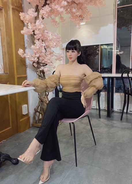 Áo ống voan tay bông siêu xuất xắc