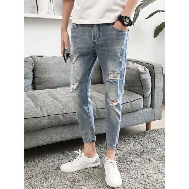 Quần jean nam rách hàn quốc cao cấp đẹp giá rẻ TCS81 | BigBuy360 - bigbuy360.vn
