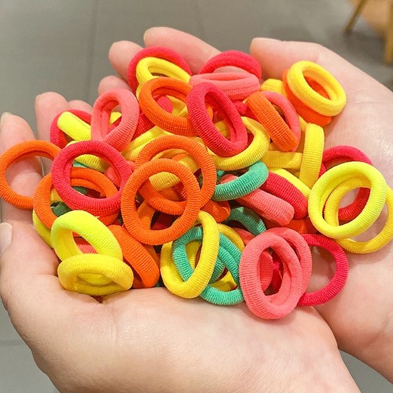 Set 50 Dây Cột Tóc Cao Su Nhiều Màu Sắc Phong Cách Hàn Quốc Cho Bé Gái