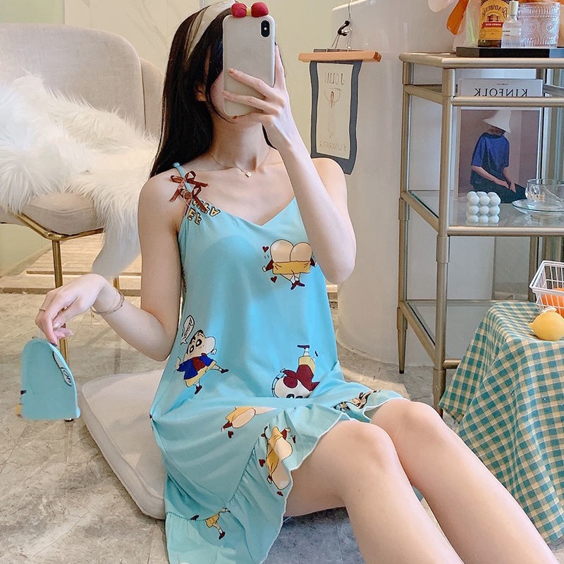 Váy ngủ 2 dây đầm ngủ thun mềm mịn dễ thương, thoáng mát đồ mặc nhà | BigBuy360 - bigbuy360.vn