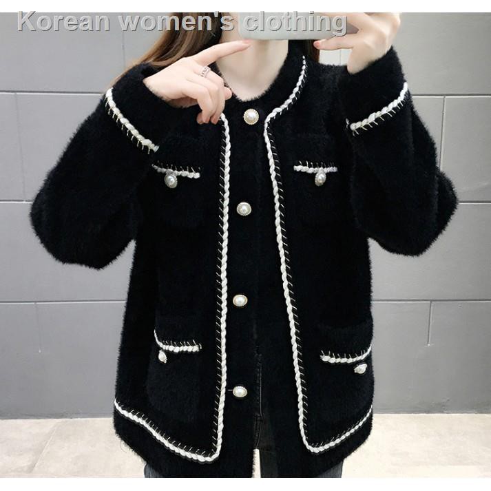 Áo Khoác Cardigan Dệt Kim Đính Ngọc Trai Xinh Xắn Cho Nữ