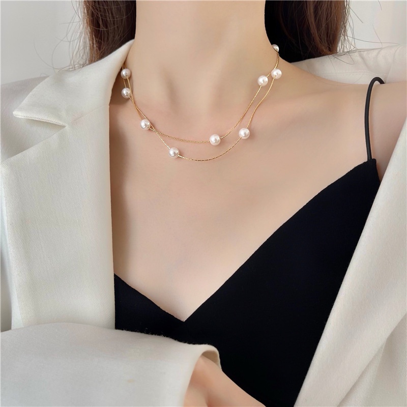 Vòng Cổ Ngọc Trai Dài Cá Tính Thời Trang Đơn Giản