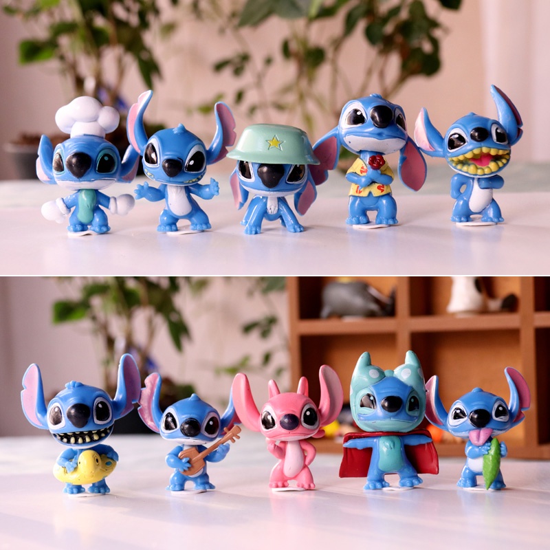Set 10 Đồ trang trí Nhân Vật Hoạt Hình Lilo &amp; Stitch Dễ Thương