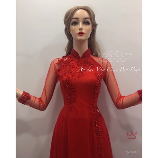 áo dài dâu màu đỏ xả hàng trưng canh sale