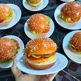 Mô hình hamburger giả, mô hình món ăn giả trưng bày, phụ kiện chụp ảnh