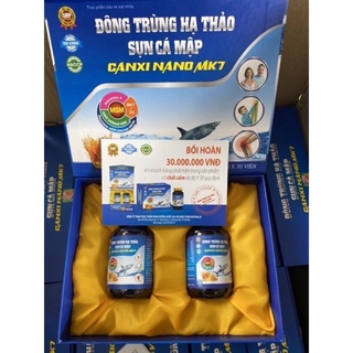 Viên uống Đông trùng hạ thảo Sụn cá mập Canxi nano MK7 - Hộp 2lọ x 30 viên