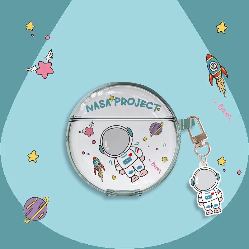 Vỏ bọc bảo vệ hộp sạc tai nghe không dây chống rơi trong suốt họa tiết hoạt hình đáng yêu cho Pro 6 Round