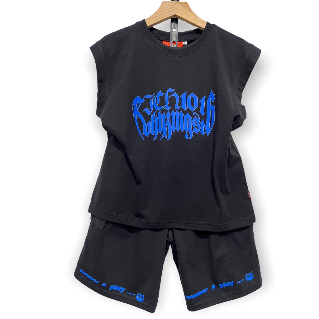 Đồ bộ bé trai Con Xinh coton sát nách hình in họa tiết GHOST101, thời trang mùa hè dành cho trẻ em từ 4 đến 10 tuổi