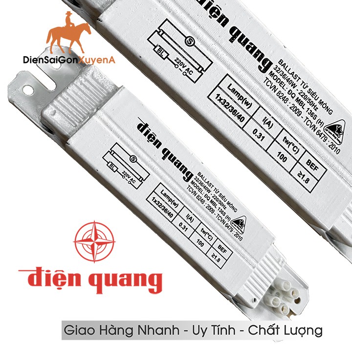 Ballast điện, chấn lưu, tăng phô từ Điện Quang ĐQ MBL 136S (siêu mỏng 36W đèn Huỳnh Qang) - DSG