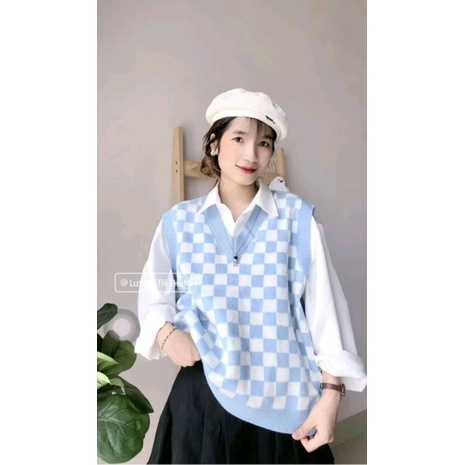 Ghile kẻ Caro 3màu phong cách Hàn Quốc